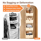MSJGA 4-Tier Hanging Closet Organizer and Storage with Detachable Bins, Fabric Hanging Shelves for Closet, Dorm, Rv, Space-Saving Collapsible Basket for Handbags, Clothes (47” H)