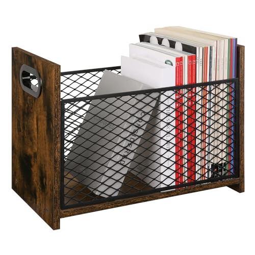YINMIT Magazine Holder, Magazine Rack for Desktop and Home Office, Farmhouse File Storage Basket for Letters, Magazines, Books, Newspapers (Large) - size: Large