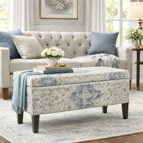HomePop Large Decorative Storage Bench - Antiqued Blue - color: Antiqued Blue
