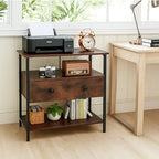 Edbuosy 27 Inch Wide Night Stand with Charging Station, Wood Nightstand with Open Shelf, Large Drawer Bedside Table for Living Room/Bedroom/Office (Retro Brown) - color: Retro Brown, size: 1 Drawer