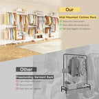 H6 Wall Mounted Closet System, Industrial Pipe Clothes Rack Clothing Racks with 6 Telescopic Rods & 3 Fixing Rods & 9 Shelves, Heavy Duty Closet Organizers and Storage in Wardrobe Closet (White) - color: White