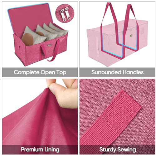 BALEINE Extra Large Storage Tote with Zippers & Carrying Handles, Heavy-Duty Oxford Fabric Moving Bags for Laundry, Space Saving, Storage, 2-Pack, Berry Red - color: Berry Red, size: 2-Pack