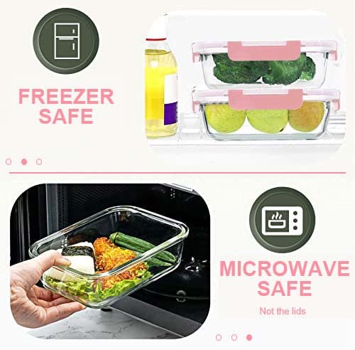 KOMUEE 30 Pieces Glass Food Storage Containers Set, Meal Prep Containers Set with Snap Locking Lids, Airtight Glass lunch Containers, Microwave, Oven, Freezer & Dishwasher,Pink - color: Pink