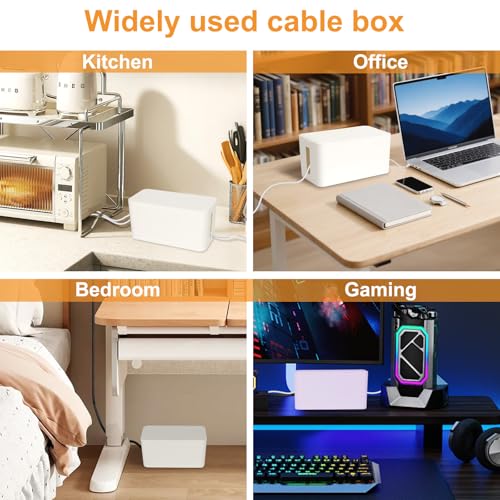 Mini Cable Management Cord Cover Wire Hider Box Concealer Organizer Protector System for Home Theater Entertainment Center Office School (Mini, White) - color: White