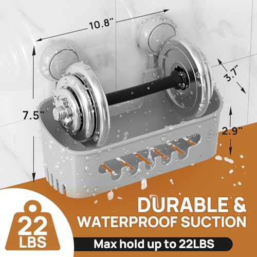 LEVERLOC Shower Caddy Suction Cup, Shower Organizer Removable Bathroom Shelf, Storage for Inside Shower Powerful Suction Max Hold 22lbs Waterproof Holder, Gray - color: grey, size: 1 x Medium