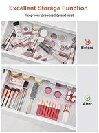 SMARTAKE 30-Piece Drawer Organizer with Non-Slip Silicone Pads, 7-Size Desk Drawer Organizer Trays Storage Tray for Makeup, Jewelries, Utensils in Bedroom Dresser, Office and Kitchen (Clear) - size: 30 PCS