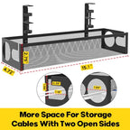 Under Desk Cable Management Tray No Drill 15.1’’, Metal Mesh Cable Management Box with Hybrid Side Slots Cable Raceway,Adjustable Cable Tray with Wire Management for Office Home,1 Pack (Black) - color: Black
