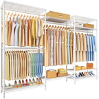 Ulif E13 Pro Heavy Duty Clothes Rack（With 4 Hanger Rods & 8 Shelves） Freestanding Clothing Racks for Hanging Clothes，Adjustable Closet，Metal Garment Rack 75" W x16 D x77 H，Max Load 1000LBS，White - color: White, size: E13 Pro