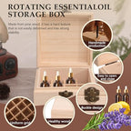 Pure Vie Wooden Essential Oil Storage Box Travel Organizer Case with Bottle Cap Label - Aromatherapy Nail Polish Fragrance Container, Holds 16 Bottle for 5-10ml - Keep Scented Oil Safe & Space Saver