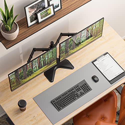 WALI Dual Monitor Stand for Desk, Monitor Stands for 2 Monitors up to 27 inch, Dual Monitors Mount Fits up to 22lbs, Free Standing Full Motion Dual Monitors Arm for Desk (MF002), Black - size: Dual, style: Free-Standing