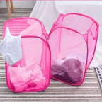 Larpur 2Pack Foldable Popup Laundry Basket, Collapsible Portable Mesh Clothes Washing Laundry Hamper with Reinforced Carry Handles (Pink) - color: 2*Pink