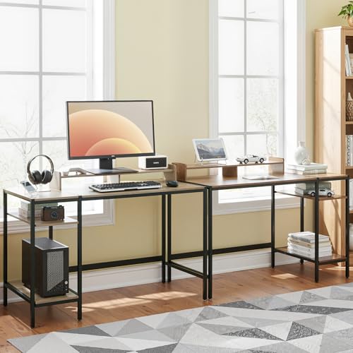 MINOSYS 47-inch Computer Desk with Storage Shelf - Gray Ideal Gaming Desk for Bedrooms, Small Spaces, and Home Offices Modern Writing Desk for PCs. - color: Tx-gray, size: 47 inch