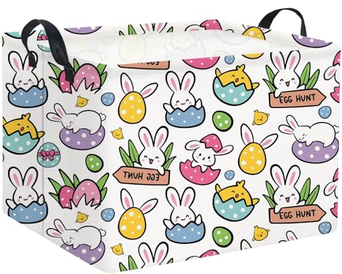 HIYAGON Rectangular Easter Gift Basket Kids Storage Organizer Bins Bedroom(Cartoon Easter Bunny) - color: Cartoon Easter Bunny