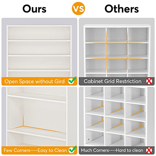 Tribesigns Shoe Cabinet, 9 Tiers 40-45 Pairs Heavy Duty Wood Freestanding Shoe Storage Cabinet, 70.8'' Tall Shoe Cabinet with Open Storage for Entryway, White - color: White