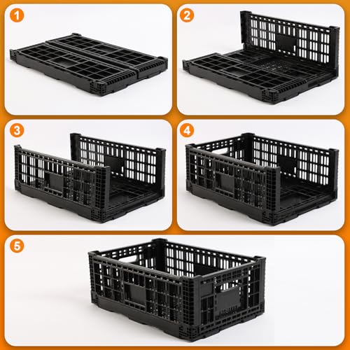 Collapsible Storage Bin Container，52 Liter Transfer heavy duty plastic storage box , Versatile Storage Basket milk crates (1)