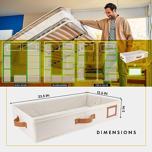HOMELUX THEORY 2pc Under Bed Storage Containers, Bedroom Under the Bed Drawer Storage Organizer with Bins and Lids, Medium Underbed Clothes Storage Box Ideal for Blanket, Fabric, & Shoes (Ivory) - color: 1. Ivory, size: Medium (2pc)