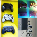 Pmsanzay 3 Pack Universal Self-Adhesive Game Controller Wall Mount Storage Organizer Stand Holder Hanger for Xbox One PS4 Switch Pro Controller,Headphone,Cables,etc - No Drilling, Stick on