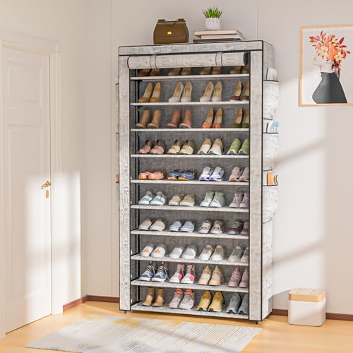 OYREL Shoe Rack 10Tier Large Capacity 50-56Pairs Beautiful Tall Shoe Shelf Free Standing Storage Cabinet Entryway Closet - size: 10Tier Multi