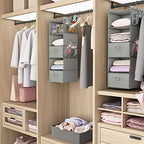 MAX Houser 5 Tier Shelf Hanging Closet Organizer, Cloth Hanging Shelf with 2 Sturdy Hooks for Storage, Foldable (Light Grey-D2) - color: Lightgrey-1
