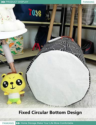 FANKANG Storage Basket, Nursery Hamper Canvas Laundry Basket Foldable with Waterproof PE Coating Large Storage Baskets for Kids Boys and Girls, Office, Bedroom, Clothes,Toys（Black Magic cube） - color: Black Magic cube