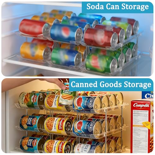 Can Organizer for Pantry, 6 Tier Canned Food Goods Storage Organizer, Clear Soda Can Organizer for Refrigerator Stackable Can Dispenser Rack Holders for Pantry Cabinet Fridge Countertop, Holds 72 Cans - size: 6tier×3sets