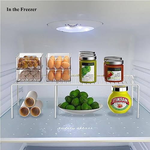 Kitchen Cabinet Organizer and Storage Shelves Expandable Freezer Shelf Organizer Rack with Scratch Resistant Feet for Counter Pantry Dish Spice Cupboards - color: expandable, size: 1 set