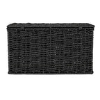 Household Essentials Small Handwoven Paper Rope Wicker Basket with Lid, Black - color: Black, size: Small (Pack of 1)