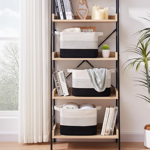OIASKET Storage Baskets for Organizing, Woven Baskets for Shelves, Rectangle Decorative Organizer for Storage Clothes, Toy, Books, Towels Nursery Bins 3 Pack (Gradient Black, 13"x9.85"x8.7") - color: Gradient Black, size: 13"x9.85"x8.7"