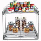 DINDON 2 Tier Pull Out Cabinet Organizer (11"W X 21"D), Double Tier Wire Basket Slide Out Shelf Storage for Kitchen Base Cabinet Organization for Kitchen, Pantry, Bathroom, Chrome - size: 11'' W X 21'' D