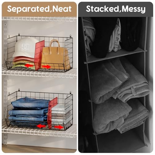 Jautokerdar 3 Tier Closet Hanging Shelves with Divider, Extra Large Closet Organizers and Storage, Clothes Hanging Organizer Clothing Sweaters Handbags Clutches Accessories - color: Black, size: 3-Tier