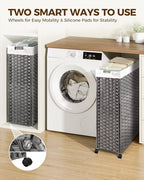 Greenstell Laundry Hamper with Wheels & Handles, 26.4 Gallon (100L) Slim Laundry Basket with 2 Removable Liner Bags & 2 Mesh Bags, Foldable Narrow Clothes Hamper for Bedroom, Bathroom, Closet, Grey - color: Grey, size: 100L (21.7 x 9.8 x 30.7 inches)