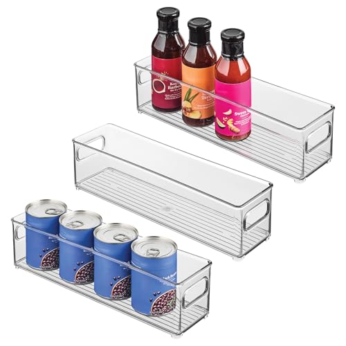 iDesign Stackable Fridge Bin with Handles - Ideal for Freezer or Pantry, Set of 3, Clear, Made in USA - style: Pack of 3