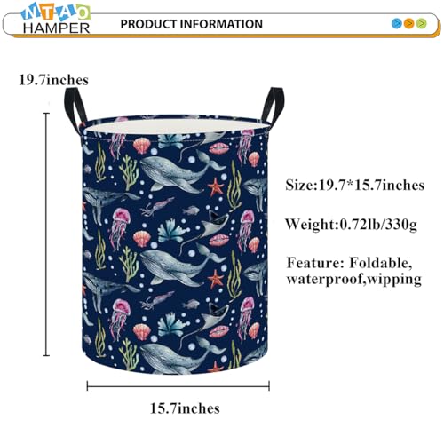 NTAOHAMPER Laundry Hamper, Laundry Basket, Nursery Hamper, Waterproof Storage Bin, Clothes Organizer Basket, Room Decor(Watercolor Ocean) - color: Watercolor Ocean
