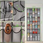 Meolsaek Over the Door Shoe Organizer with 40 Breathable Mesh Pockets, Hanging Shoe Organizer for Door with 4 Metal Hooks, Shoe Organizer for Closet, Bedroom, Bathroom, Pantry, 76.4" x 27.5" x 5"