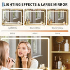 Garvee Vanity Desk with Square Mirror, 35.4” Makeup Vanity Table with Shelves, 4 Fabric Drawers Storage, Modern Dressing Table for Bedroom, Gift for Girls