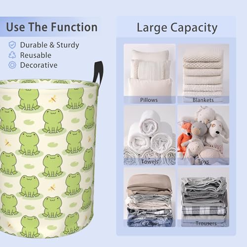 Laundry Basket, Dirty Clothes Basket, Foldable Waterproof Oxford Cloth Storage Basket for Bedroom, Bathroom, Clothes,Large Storage Basket Home Decoration(Cute Frog) - color: Cute Frog