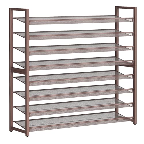 Metal Shoe Rack,Large 8 Tier Shoe Organizer, Heavy Duty Metal 4-Tier Stackable Shoe Storage Vertical Shoe Rack for Closet Front Door,Entrance,Entryway,Garage,Up to 50 Pairs,Bronze - color: Bronze, size: 8 Tier
