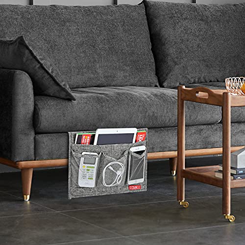 Zafit Linen 4 Pockets Bedside Caddy, Bedside Storage Organizer for Magazine, Remotes, Phone (Classic Grey) - color: Grey, size: Classic 4 Pockets