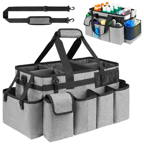Cleaning Caddy Bag,Extra Large Cleaning Supplies Organizer with Handle for Housekeepers,Gray - color: Grey, size: Extra Large