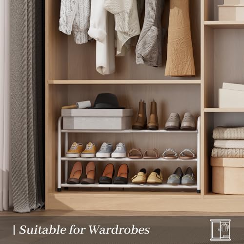 Expandable Shoe Rack, 3-Tier Metal Small Shoe Rack, Adjustable Shoes Organizer, Storage Shelf for Closet, Entryway, White - color: White, size: 3-Tier