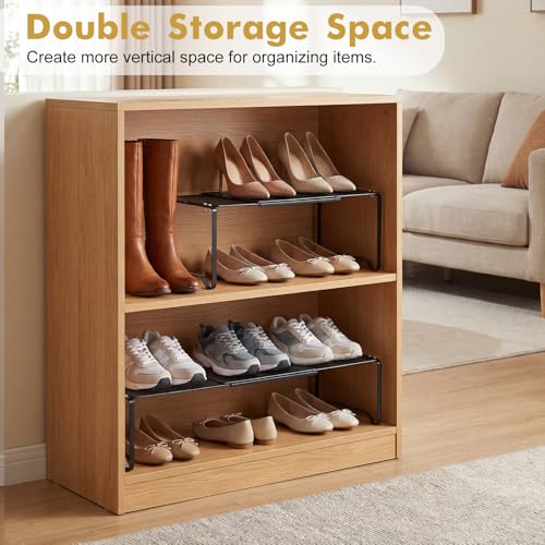 Extendable Dense Mesh Metal Shelf - 15-24.4in Adjustable Stackable Organizer for Kitchen, Bathroom, Shoe Cabinet & Tool Closet, Dust-Proof Small Item Friendly Storage Rack (1 Piece, White) - color: White, size: 1 Piece