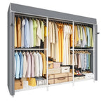 ULIFHOME E14C Pro Heavy Duty Closet Organizer System，Freestanding Clothing Racks for Hanging Clothes，Adjustable Garment Rack 70.1"W × 16.6"D × 76.4"H Hold 960 lbs，White Rack with Grey Dustproof Cover - color: White Rack With Grey Cover