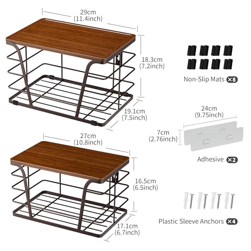 TIDIIABODE Extra Large 2 Pack Potato and Onion Storage Bins,Stackable Storage Pantry Organizers, Kitchen Storage Bins for Potato and Onion, Wall Mount Trash Bag Holder with Bamboo Top, Brown - color: 2-Pack-XL&L-Brown