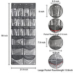Extra Large Hanging Over Door Shoe Organizer, Closet Shoe Rack - 12+6 Crystal Pockets, 4 Hooks, Black (59"x 21.6") - color: B-black&Clear