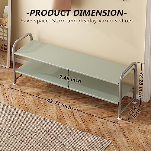 INGIORDAR Shoe Rack 2 Tier Long Storage Organizer Wide Metal Shoe Shelf for Closet Entryway Grey - color: Grey, size: 2 Tier