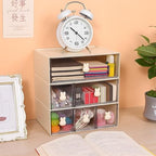 Desktop Storage Drawers, Plastic Desk Organizer with 1 Large Drawer, Modular Stackable Toolbox Units for Office Stationary, Makeup Container, Bathroom Countertop (1 Tall Layer, Cream & Clear) - color: 1 Tall Layer & 1 Drawer, Cream & Clear