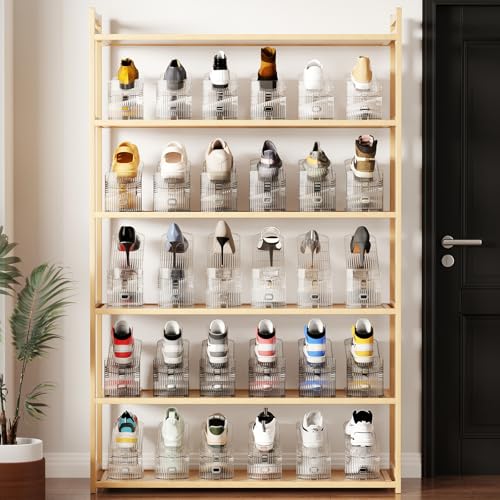 12Pack Shoe Slot Organizer Clear Shoe Stackers Organizers for Closet Space Saver 50% Shoes Display Shelf Rack Holders Zapateras Organizers - size: Clear 12PACK