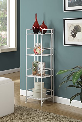 Convenience Concepts Xtra Storage 4 Tier Folding Metal Shelf, White - color: White