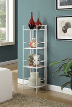 Convenience Concepts Xtra Storage 4 Tier Folding Metal Shelf, White - color: White