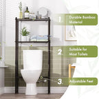 AmazerBath Bamboo Over The Toilet Storage Shelf, 2-Tier Over Toilet Bathroom Organizer Rack, Bathroom Shelves Over Toilet Space Saver, Espresso - style: Espresso-2-tier